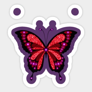 Illuminated Ruby and Garnet Butterfly Sticker